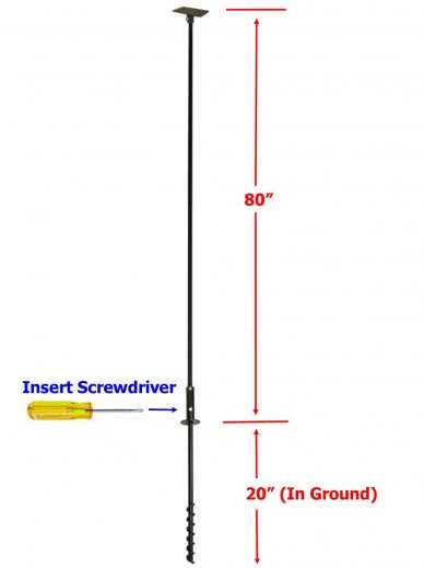5-Piece 1" OD Feeder Pole Set with Twist-In Ground Socket